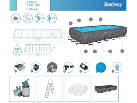 Bestway Bestway Basen stelażowy CAŁOROCZNY APX 365 732x366cm pompa drabinka 561KG