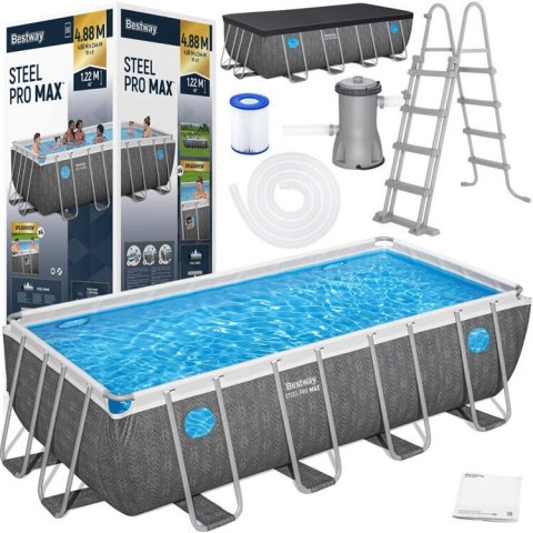 Bestway Bestway Basen stelażowy Splashview 488x244x122cm szary rattan 10w1 561MB