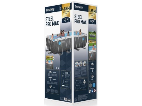 Bestway Bestway Basen stelażowy Splashview 488x244x122cm szary rattan 10w1 561MB