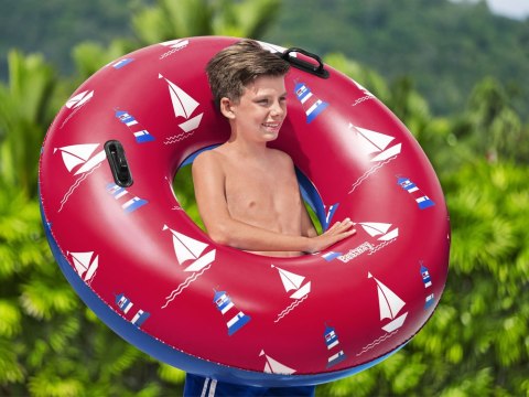 Bestway Bestway Dmuchane koło do pływania z uchwytami CZERWONE STATKI 119cm 36353