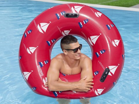 Bestway Bestway Dmuchane koło do pływania z uchwytami CZERWONE STATKI 119cm 36353