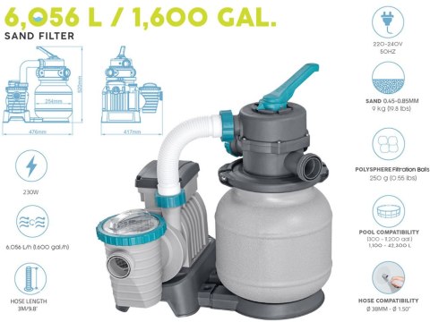 Bestway Bestway Pompa piaskowa do basenu 6056 l/h na kulki filtracyjne 58497