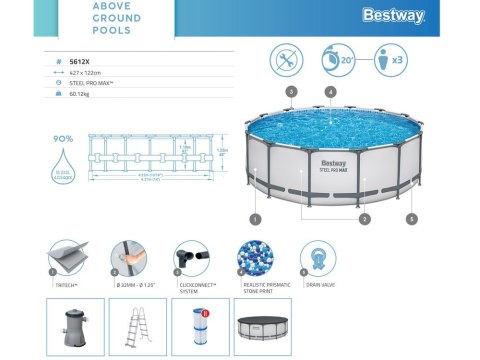 Bestway Bestway basen stelażowy 427x122cm 10w1 5612X
