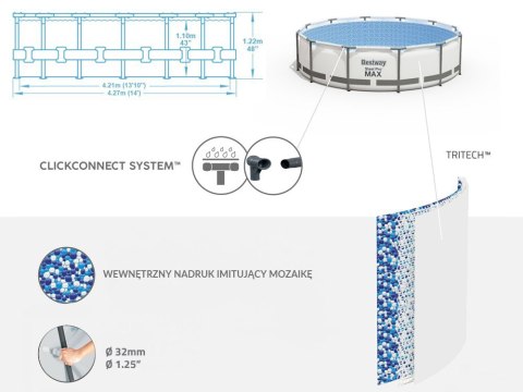 Bestway Bestway basen stelażowy 427x122cm 10w1 5612X