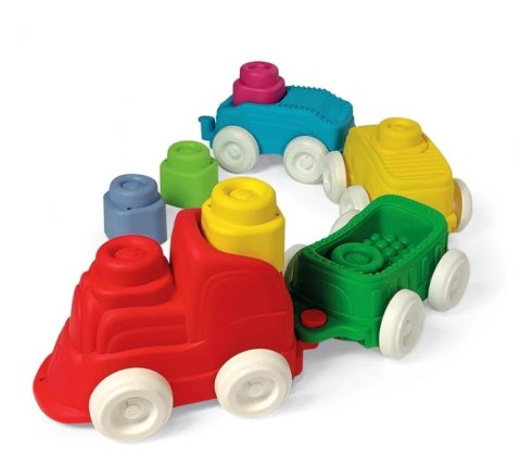 Clementoni Clemmy Kolorowy Pociąg Sensoryczny Lokomotywa Wagony Klocki 70cm Clementoni 17961