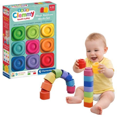 Clementoni Clemmy Magiczna Tęcza Klocki 9 Elementów Miękki Sensoryczne Clementoni 17604