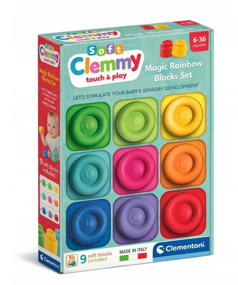 Clementoni Clemmy Magiczna Tęcza Klocki 9 Elementów Miękki Sensoryczne Clementoni 17604