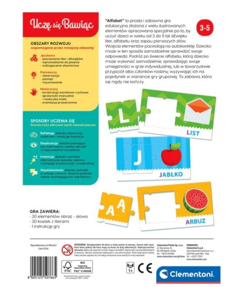 Clementoni Gra edukacyjna Alfabet Uczę się Bawiąc Język Polski Clementoni 50766