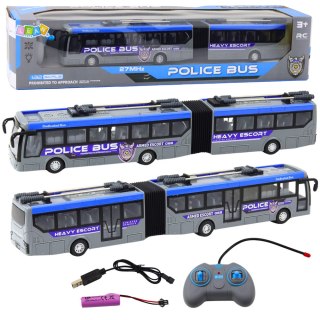 LEAN Toys Autobus Policyjny Przegubowy Zdalnie Sterowany RC Światła Szary 1:32