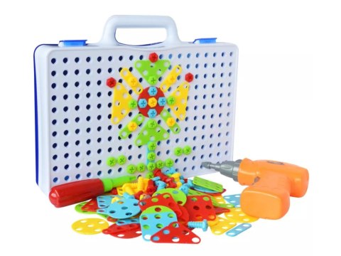 LEAN Toys Kreatywna Mozaika Układanka 4w1 Wkrętarka 237 Elementów