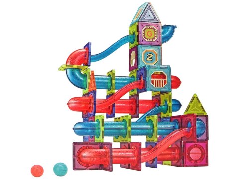 LEAN Toys Magnetyczne Klocki Bloczki 145 Elementów 3D Zjeżdżalnia Dla Piłek