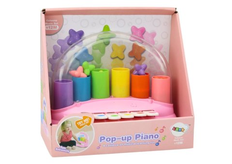 LEAN Toys Pianinko Interaktywne Z Wyskakującymi Gwiazdkami Różowe