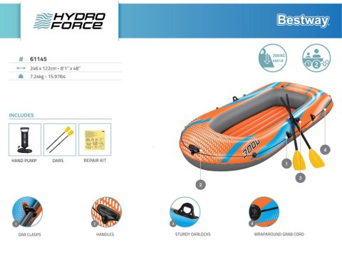 Bestway Bestway Zestaw Dmuchany ponton Kondor Elite 3000 z wiosłami i pompką 61145