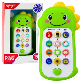 LEAN Toys Interaktywny Telefon Edukacyjny Dla Malucha Dźwięki Melodie Dinozaur Zielony