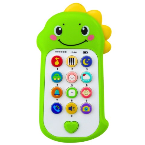 LEAN Toys Interaktywny Telefon Edukacyjny Dla Malucha Dźwięki Melodie Dinozaur Zielony