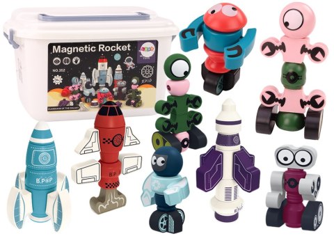 LEAN Toys Klocki Magnetyczne Kosmos Rakieta Zestaw 56 ele. Magnetic Rocket Mix