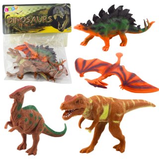 LEAN Toys Zestaw Figurki Dinozaurów T-Rex Pteranodon Stegosaurus Parasaurolophus 4szt