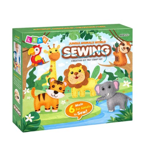LEAN Toys Zestaw Kreatywny Wyszywanki Filcowe Zwierzątka Dżungli 6szt