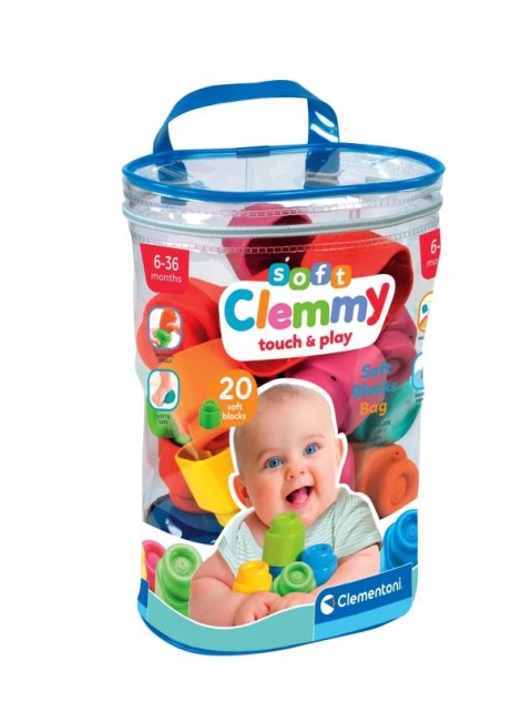 Clementoni Clemmy Kolorowy Zestaw Woreczek 20 Miękkich Klocków Clementoni 17877