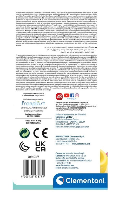 Clementoni Clemmy Kolorowy Zestaw Woreczek 20 Miękkich Klocków Clementoni 17877