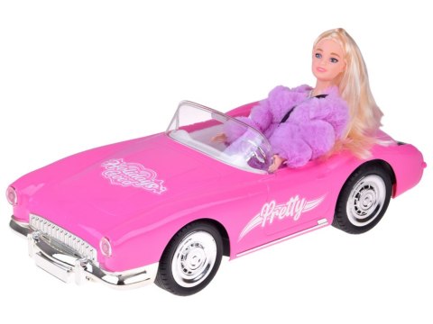 JOKOMISIADA Autko Retro Cadillac na pilota + Elegancka Lalka w Futrze RC0745