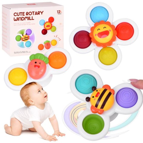 JOKOMISIADA Zabawka Sensoryczna Fidget Spinner z Przyssawką 3 szt ZA5340