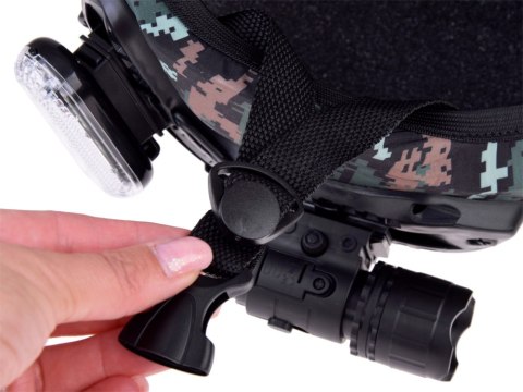 JOKOMISIADA Zestaw dla żołnierza hełm lornetka laser lampka walkie talkie moro ZA5310