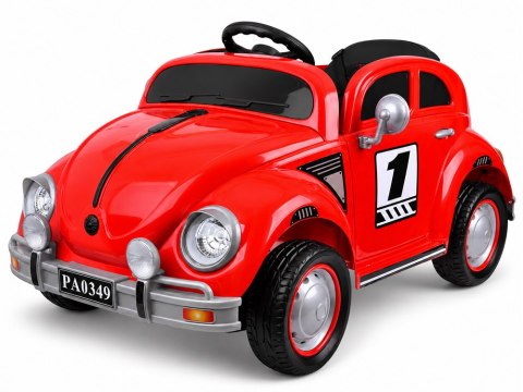 JOKOMISIADA Autko na akumulator dla dziecka czerwony GARBUS retro efekt bujania PA0349