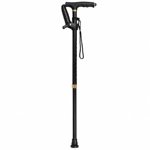 LEAN Laska Składana Regulowana Z Latarką LED Dla Seniora Czarna 80-100 cm