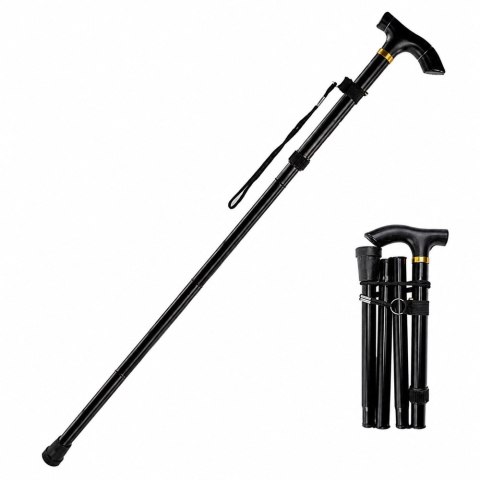 LEAN Laska Teleskopowa Składana Regulowana Aluminiowa Dla Seniora Czarna 85-95cm