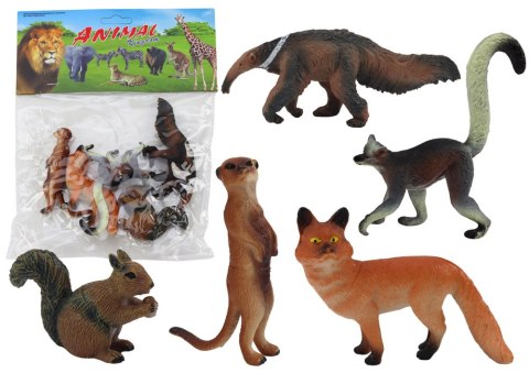 LEAN TOYS Figurki Zwierząt 5 Sztuk Wiewiórka Surykatka Mrówkojad Lis Lemur