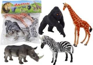 LEAN TOYS Zestaw Figurek Zwierząt Afrykańskich 4 Sztuki Żyrafa Goryl
