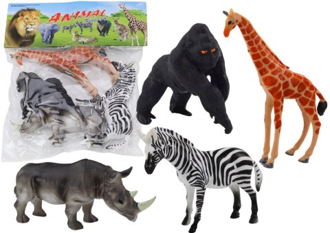 LEAN TOYS Zestaw Figurek Zwierząt Afrykańskich 4 Sztuki Żyrafa Goryl