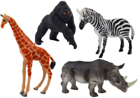 LEAN TOYS Zestaw Figurek Zwierząt Afrykańskich 4 Sztuki Żyrafa Goryl