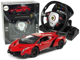 LEAN Toys Auto Zdalnie Sterowane Lamborghini Veneno Czerwony 2,4 G Pilot Kierownica Dźwięk Światła 1:24