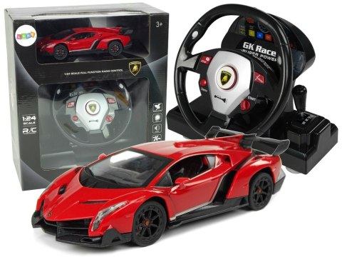 LEAN Toys Auto Zdalnie Sterowane Lamborghini Veneno Czerwony 2,4 G Pilot Kierownica Dźwięk Światła 1:24
