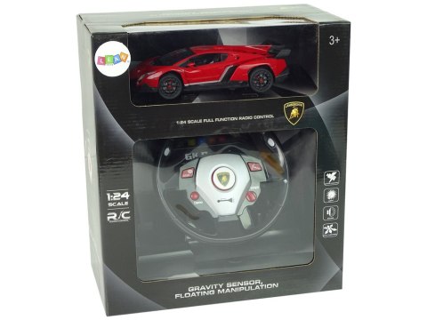 LEAN Toys Auto Zdalnie Sterowane Lamborghini Veneno Czerwony 2,4 G Pilot Kierownica Dźwięk Światła 1:24