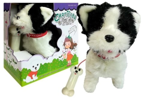 LEAN Toys Pies Husky Na Smyczy Sterowany Pilot Kość Biało- Czarny