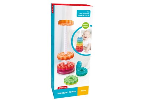 LEAN Toys Piramida Obrotowa Wieża Sorter Układanka Tęczowa 6 El.