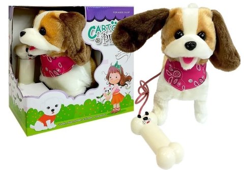 LEAN Toys Pluszowy Pies Na Smyczy Sterowany Pilot Kość