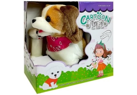 LEAN Toys Pluszowy Pies Na Smyczy Sterowany Pilot Kość