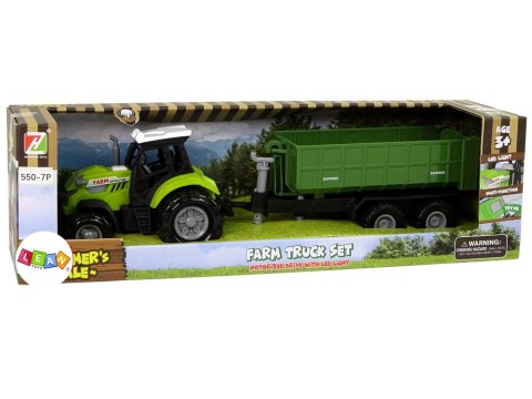LEAN Toys Traktor Odpinana Przyczepka Farma Dźwięk Zielony
