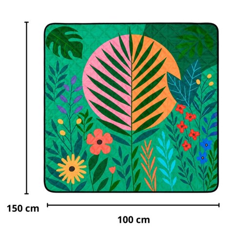 LEAN Koc Piknikowy Plażowy Turystyczny Mata Rośliny Kolorowa 100x150 cm