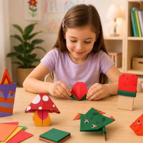 LEAN Kolorowy Zeszyt z Origami Dla Dzieci Zwierzęta Poziomy Trudności 30 Arkuszy