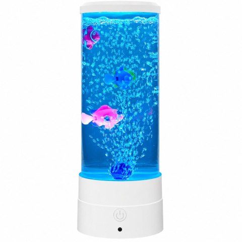 LEAN Lampka Nocna Ozdobna LED RGB Akwarium Z Rybkami 16 Kolorów USB Biała