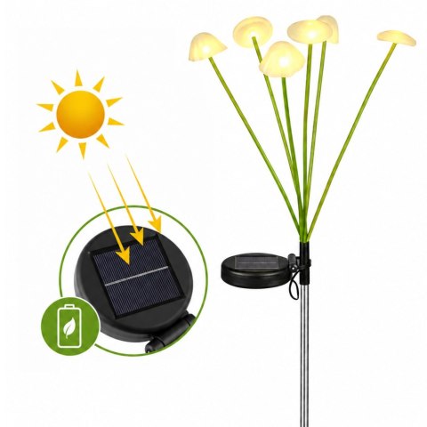 LEAN Lampka Solarna Ogrodowa Dekoracyjna Grzybki Ciepłe Światło LED 70cm