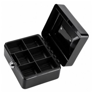 LEAN Mała Kasetka Na Pieniądze Metalowa Sejf Skrytka Na Klucz Czarna 13x10 cm