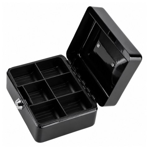 LEAN Mała Kasetka Na Pieniądze Metalowa Sejf Skrytka Na Klucz Czarna 13x10 cm