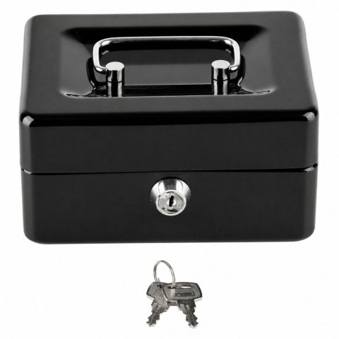 LEAN Mała Kasetka Na Pieniądze Metalowa Sejf Skrytka Na Klucz Czarna 13x10 cm