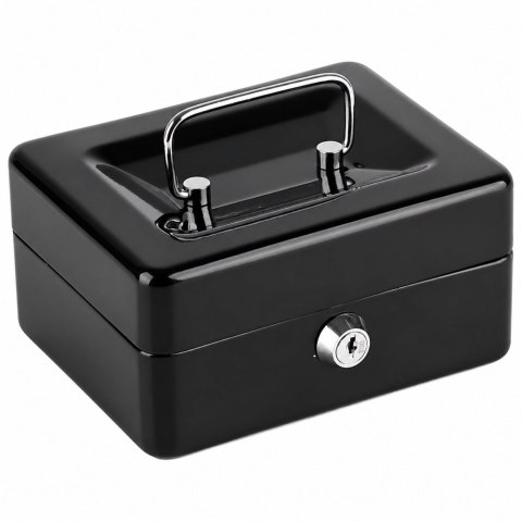 LEAN Mała Kasetka Na Pieniądze Metalowa Sejf Skrytka Na Klucz Czarna 13x10 cm